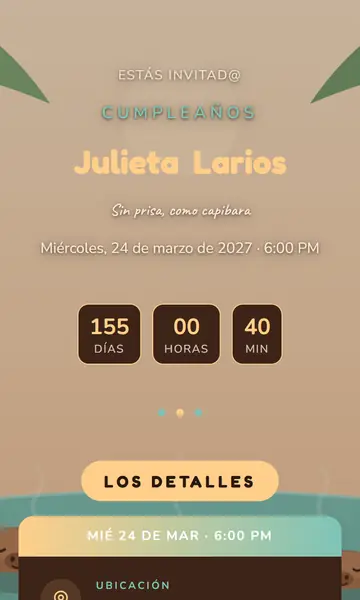 Primera pantalla de la invitación Capibara Zen