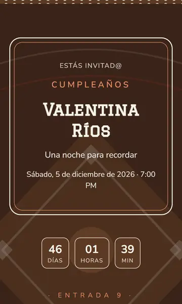 Primera pantalla de la invitación Cuadrangular