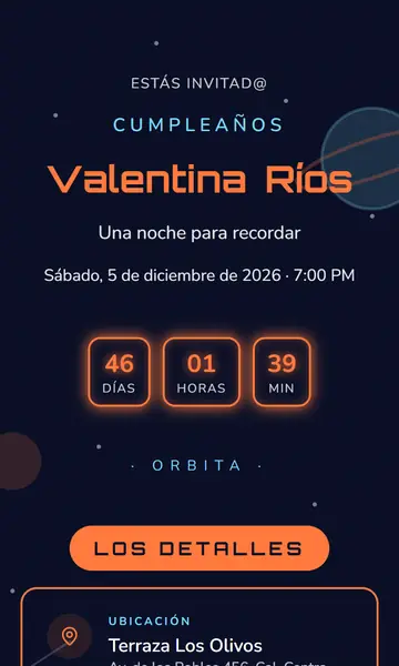 Primera pantalla de la invitación Despegue