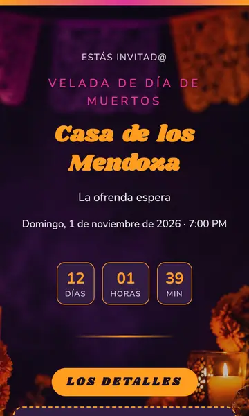 Primera pantalla de la invitación Día de Muertos