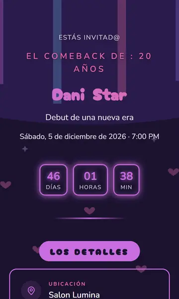 Primera pantalla de la invitación Estrella K-Pop