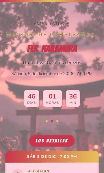 Primera pantalla de la invitación Festival Otaku