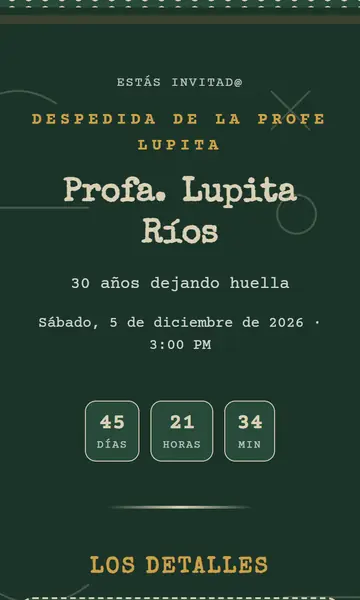Primera pantalla de la invitación Gracias Profe
