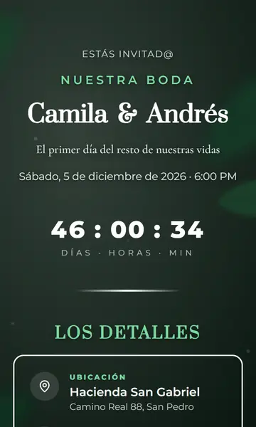 Primera pantalla de la invitación Jardín Botánico