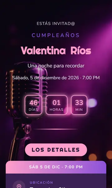 Primera pantalla de la invitación Karaoke Star