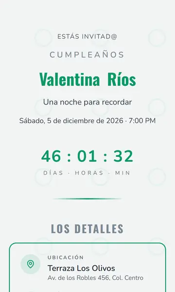 Primera pantalla de la invitación Leg Day
