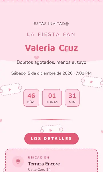 Primera pantalla de la invitación Modo Fan