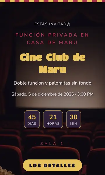 Primera pantalla de la invitación Noche de Pelis