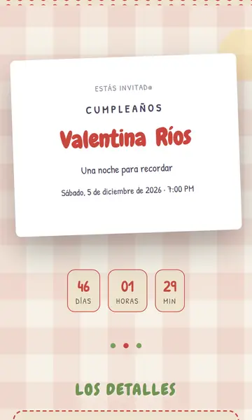 Primera pantalla de la invitación Pícnic en el Parque