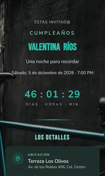 Primera pantalla de la invitación Piñón Fijo