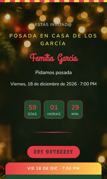 Primera pantalla de la invitación Posada Navideña