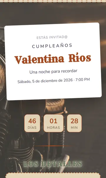 Primera pantalla de la invitación Rugido de Motor
