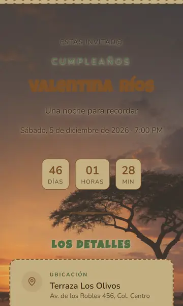 Primera pantalla de la invitación Safari
