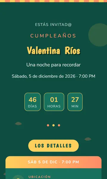 Primera pantalla de la invitación Tropical